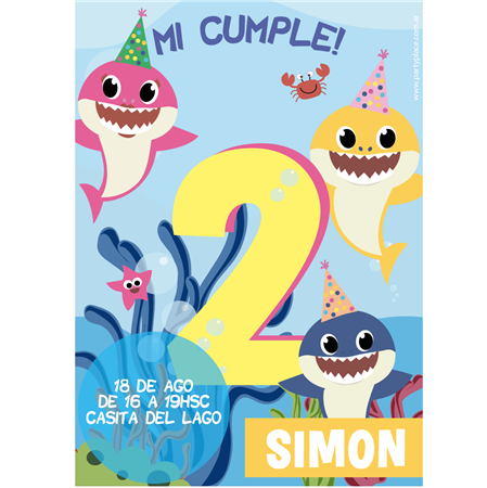 Invitación Baby Shark. Pers